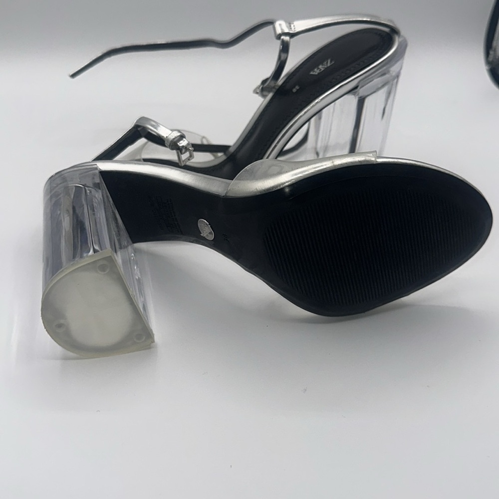 Zara Silver Women's Heeled Sandals - Picture 2 of 4